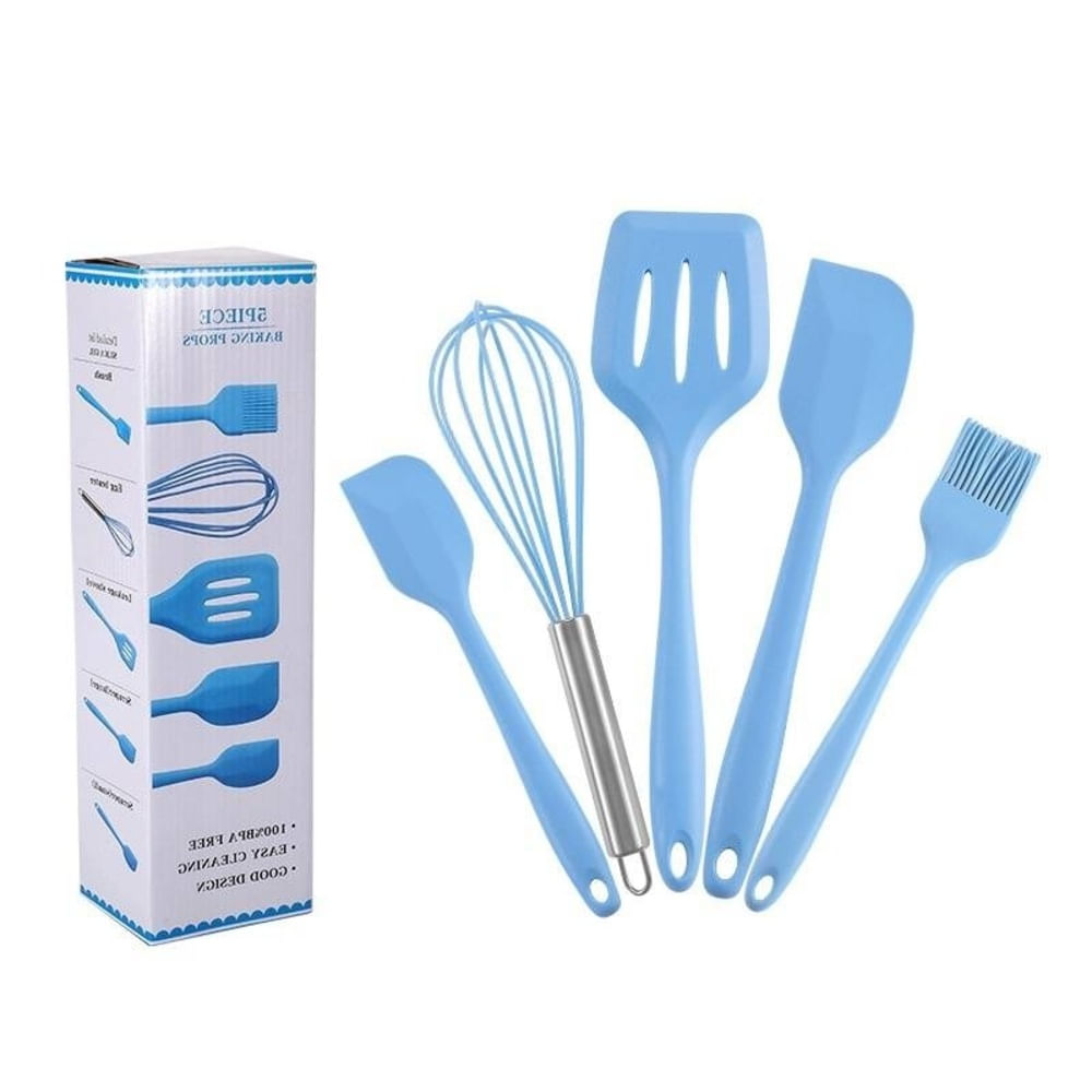 Juego de Utensilios de Cocina de Silicona Celeste