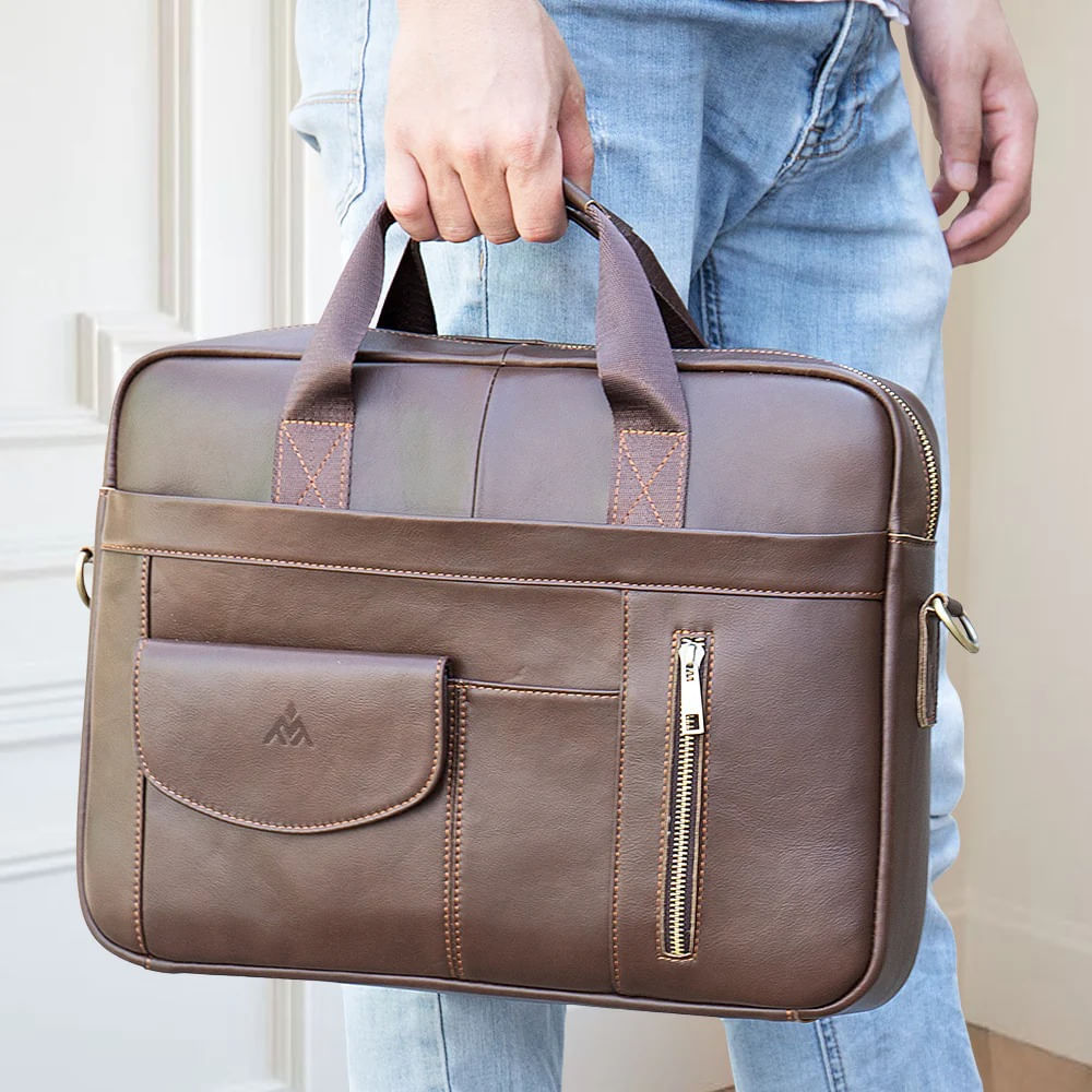 Maletín De Cuero Vacuno ALDEBARÁN 1116 (Laptop 15"") Café