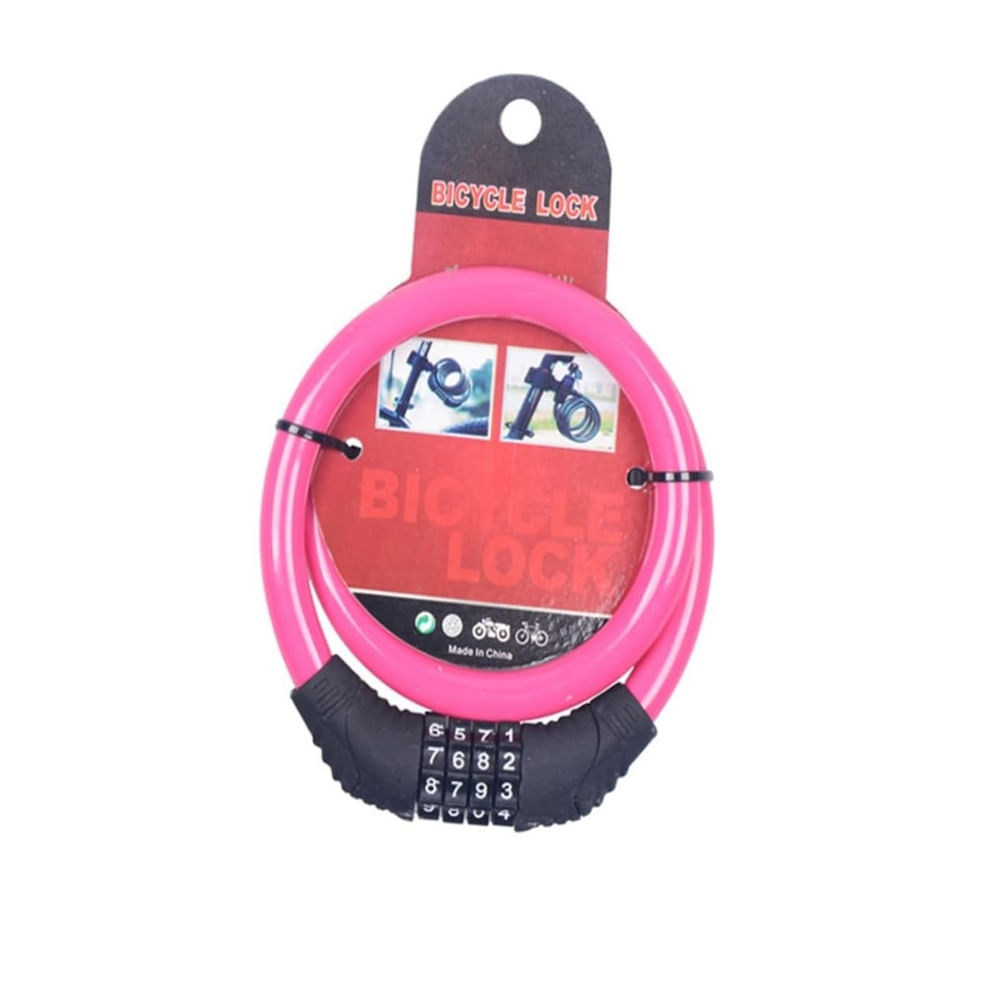 Candado para Bicicleta con Código de 4 Dígitos Fucsia
