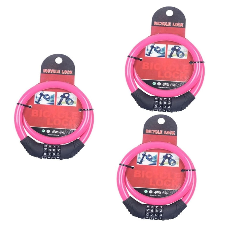 Cable de Acero Candado para Bicicleta Fucsia