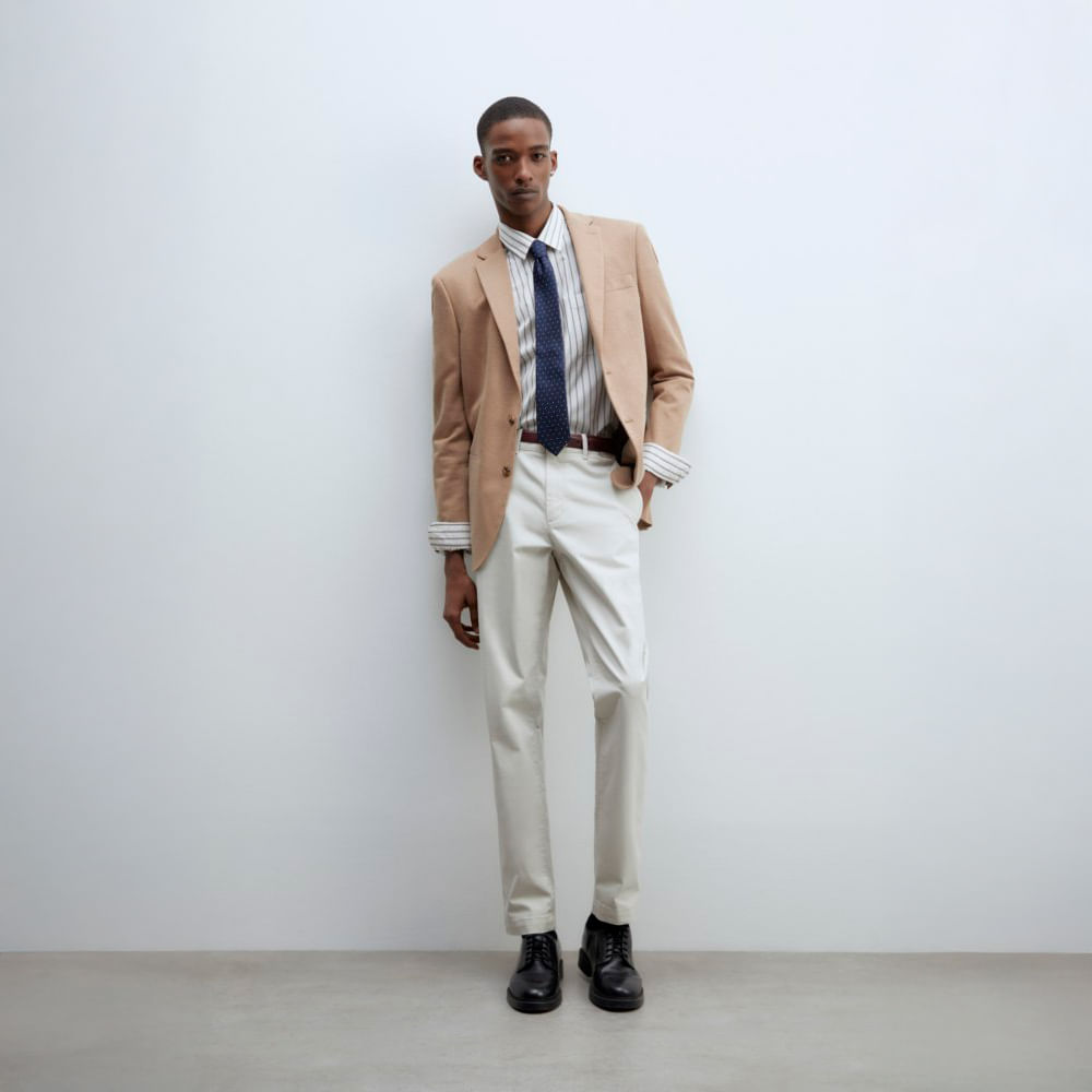 Blazer Hombre Sfera Americana Espiga Beige Oechsle Oechsle