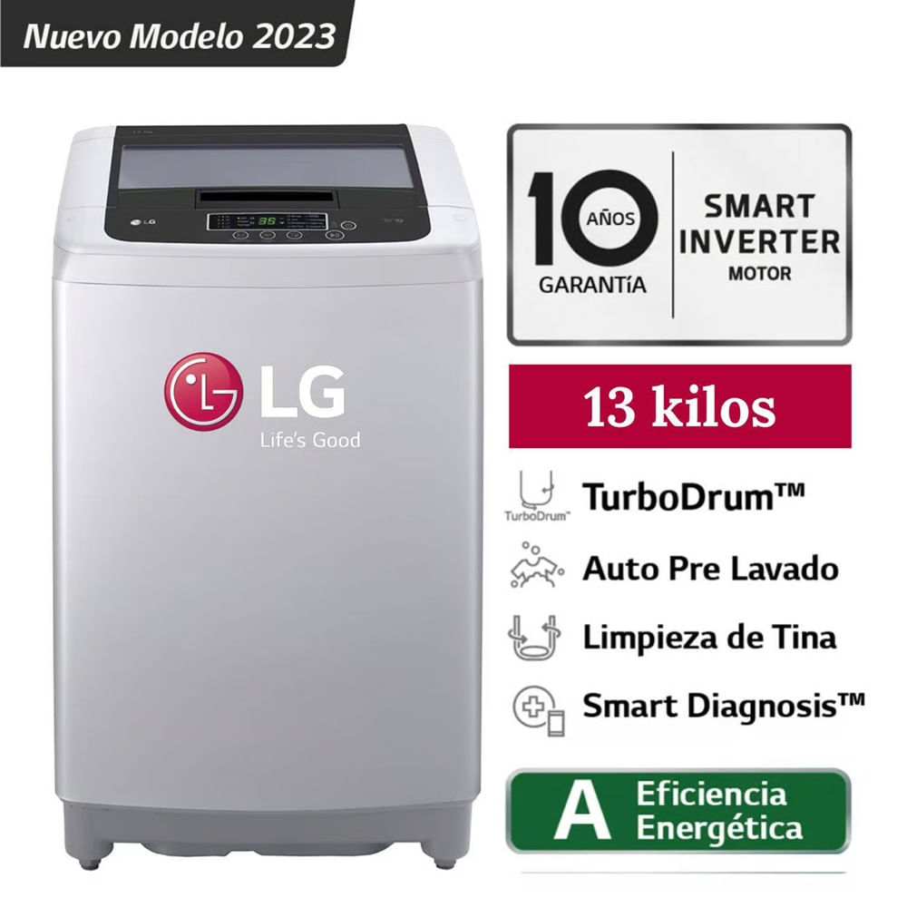 Lavadora de 13 Kg Carga Superior Smart Inverter con TurboDrum LG WT13DPBK