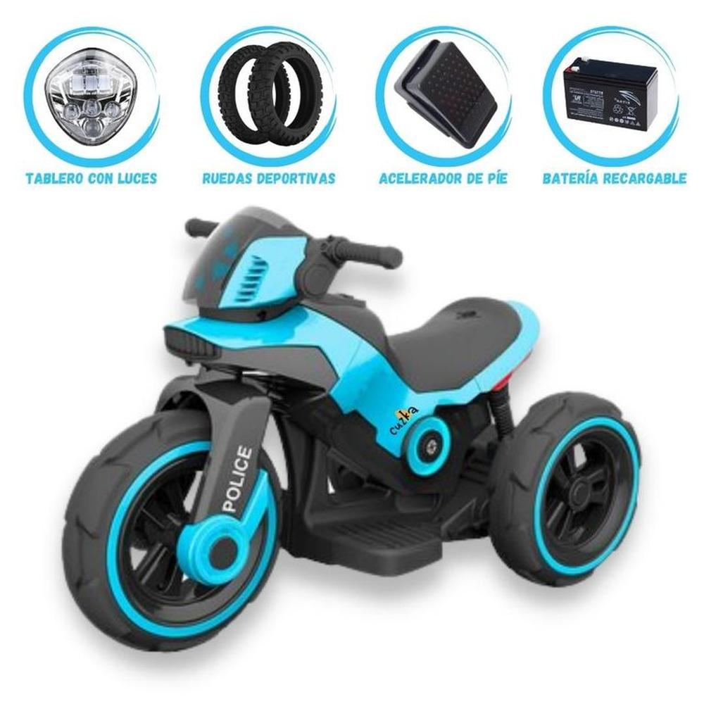Trimoto a Batería para Niños POLICE MP3 Blue