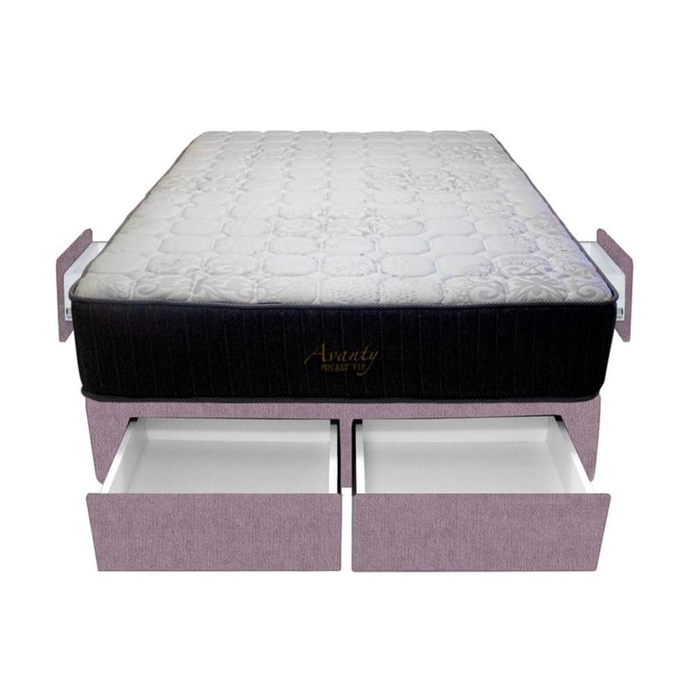 Cama Pocket Vip + 4 Cajones 2 Plz + 2 almohadas - Lila