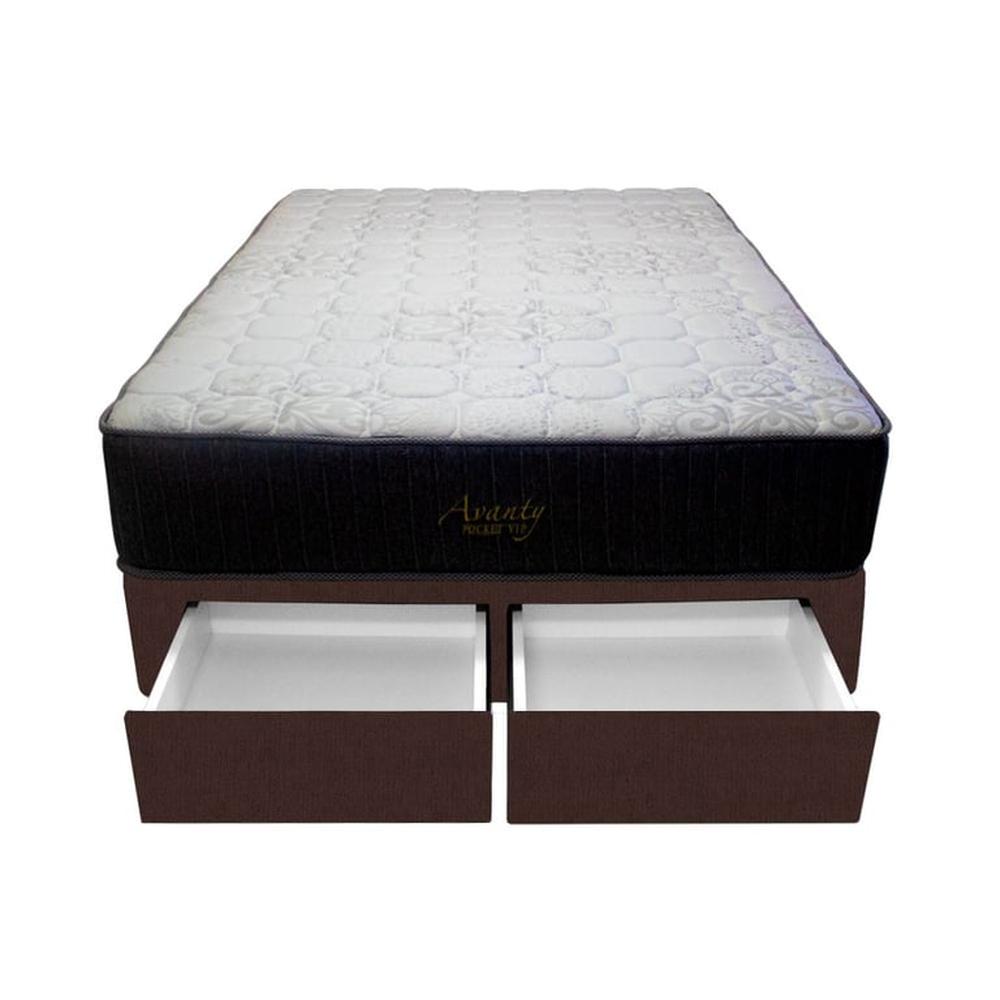 Cama Pocket Vip + 2 Cajones 2 Plz + 2 almohadas - Chocolate Cama Pocket Vip + 2 Cajones 2 Plz + 2 almohadas - Chocolate