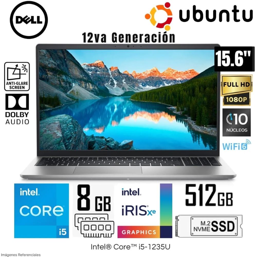 Laptop Dell Inspiron 15 3520 (HKG75) Intel Core i5-1235U 8GB RAM 512GB SSD 15.6"" FHD Ubuntu