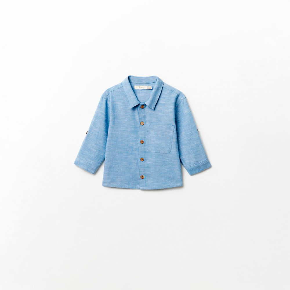 Camisa Bebo Sfera Chambray Estructura Celeste Oechsle Oechsle