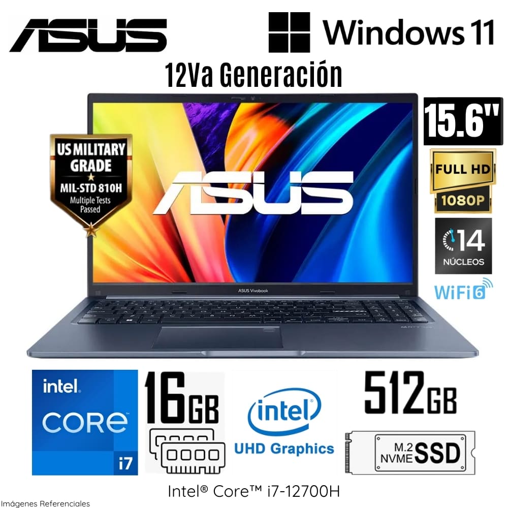 Laptop Asus Vivobook Intel Core i7 12700H 16GB RAM 512GB SSD 15.6"" FHD Win 11 - X1502ZA-EJ2466W