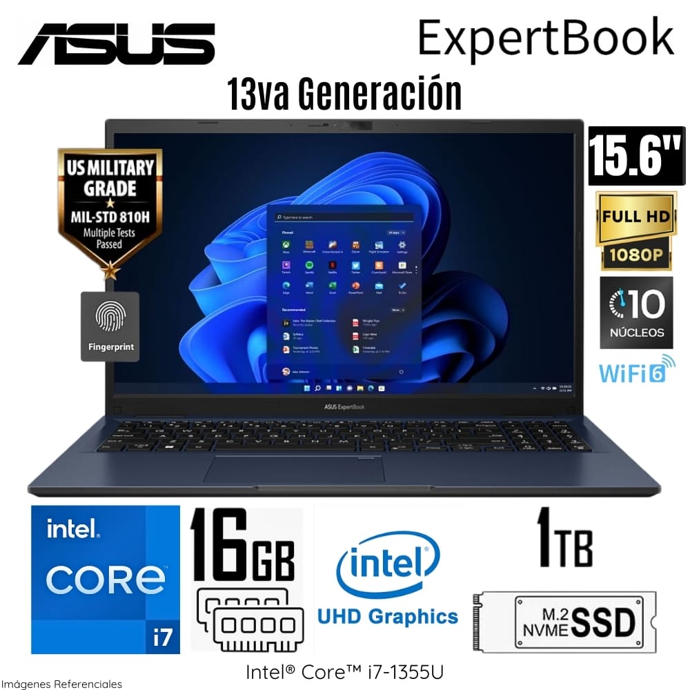 Laptop Asus Expert Book Intel Core i7-1355U 16GB RAM 1TB SSD 15.6"" FHD Win 11 - B1502CVA-NJ1091