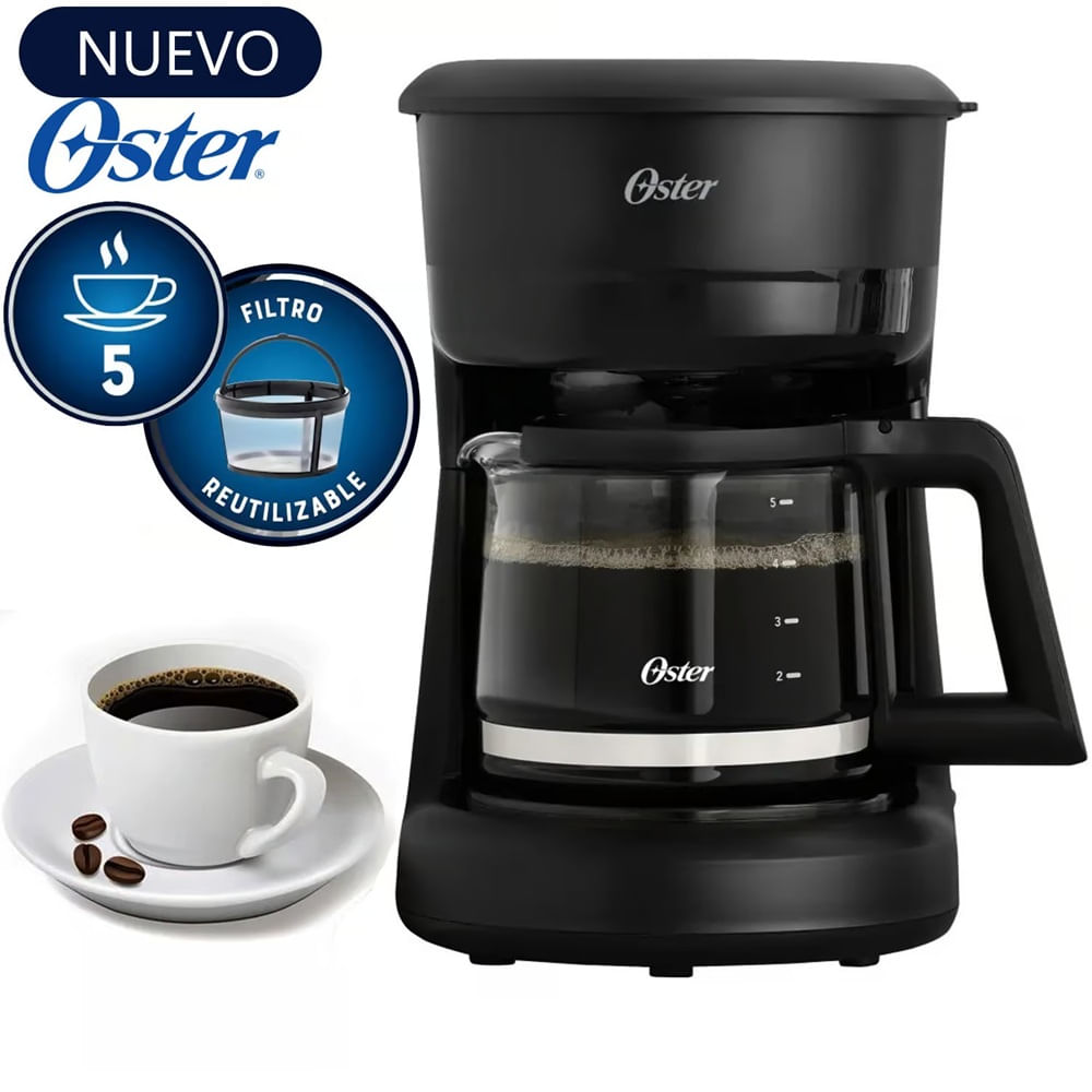 Cafetera Oster Filtro Reutilizable BVSTDCS51B 5 TZ Negra