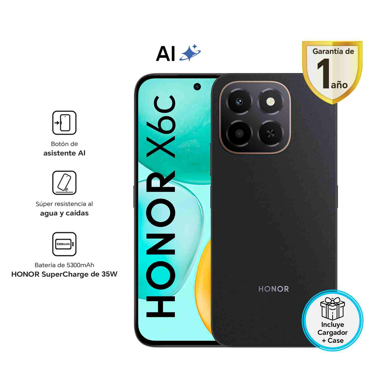 Celular Honor X6C 256GB Midnight Black 6GB
