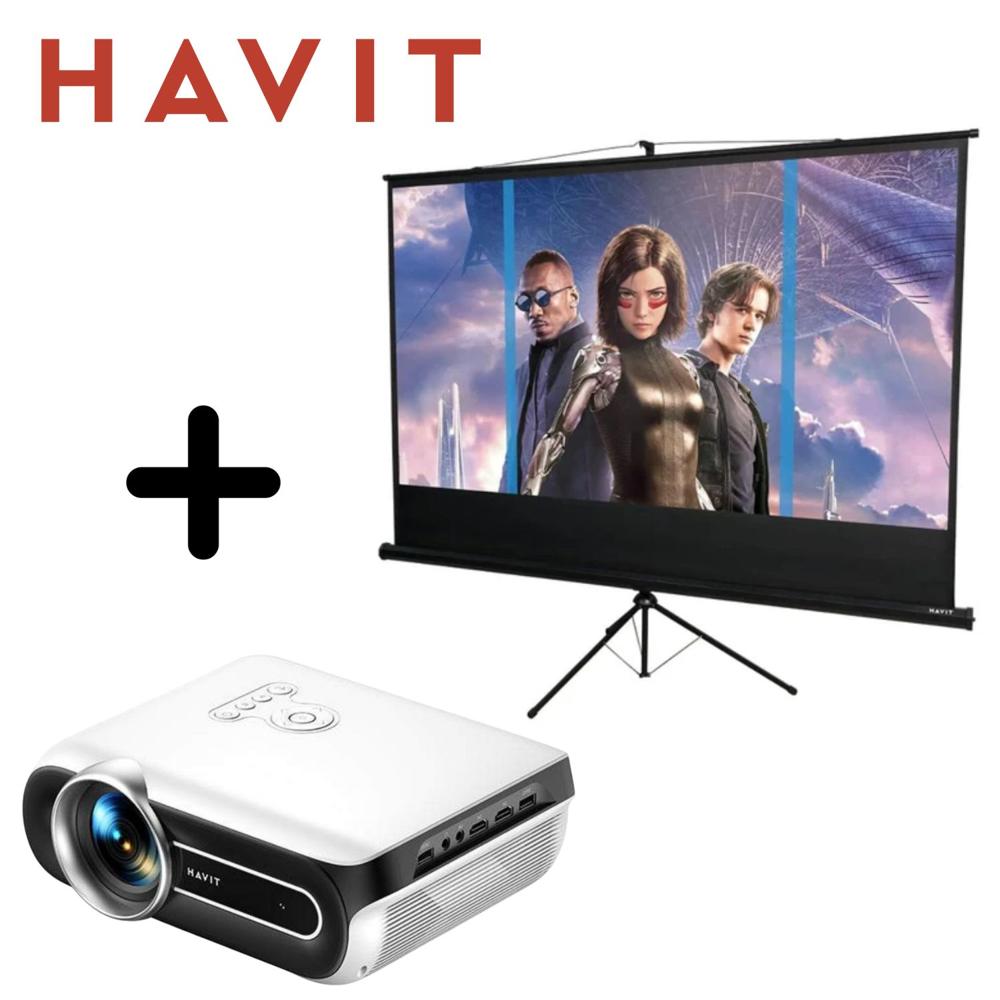 Combo HAVIT Proyector PJ209A 450ansi + Ecram PS100 Combo HAVIT Proyector PJ209A 450ansi + Ecram PS100