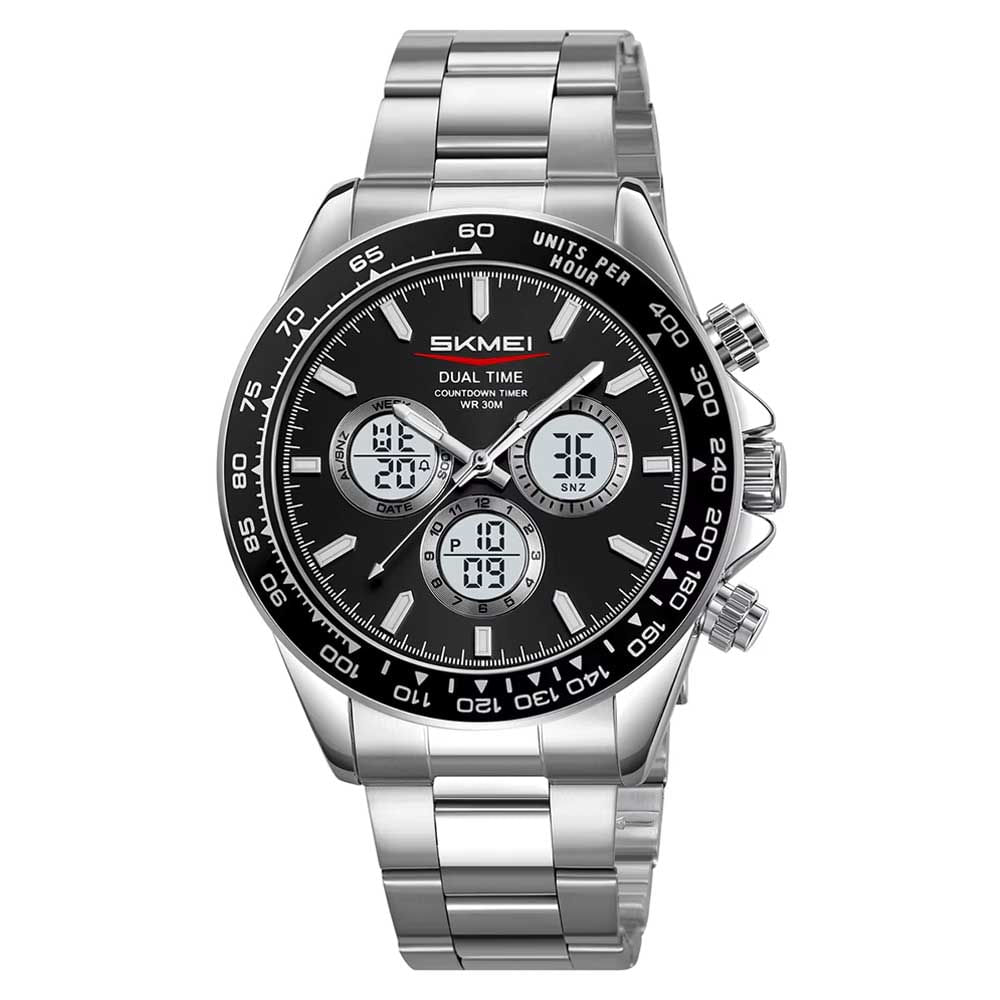 RELOJ SKMEI HOMBRE ANALÓGICO DIGITAL DUAL RETROILUMINADO PLATA - 2505