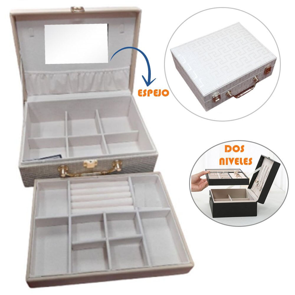 Organizador de Joyas 2 Niveles con Espejo L258 Organizador de Joyas 2 Niveles con Espejo L258