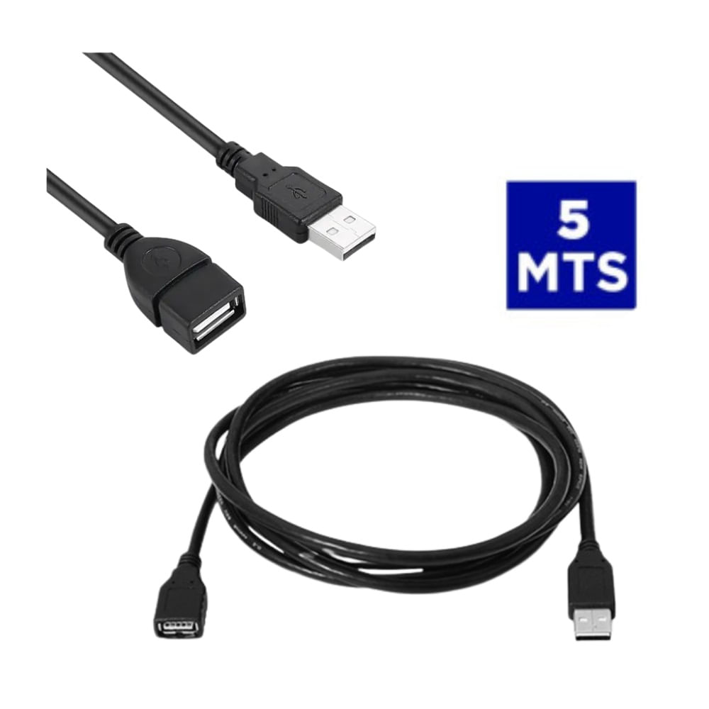 Cable Extension USB 2.0 Macho a Hembra 5 Metros Negro