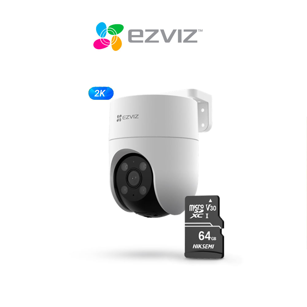 Cámara De Seguridad Inteligente Para Exteriores H8C 2K 3MP Ezviz + SD 64 GB Cámara De Seguridad Inteligente Para Exteriores H8C 2K 3MP Ezviz + SD 64 GB