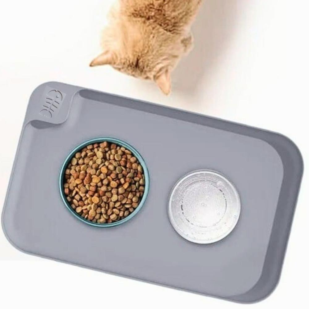 Bandeja de Comida Para Mascotas Antiderrame Gris Bandeja de Comida Para Mascotas Antiderrame Gris