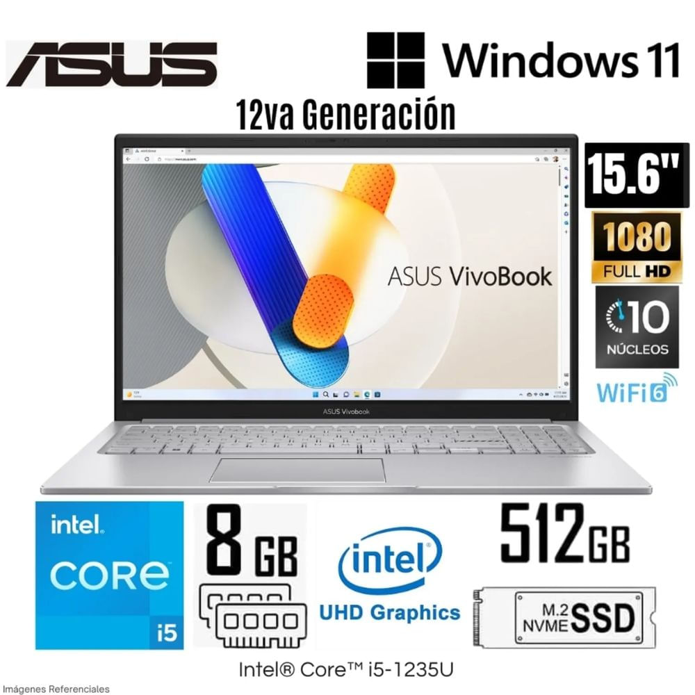 Laptop Asus Vivobook X1504ZA-NJ339W Intel Core i5-1235U 16GB 512GB SSD 15,6 pulg. FHD Windows 11