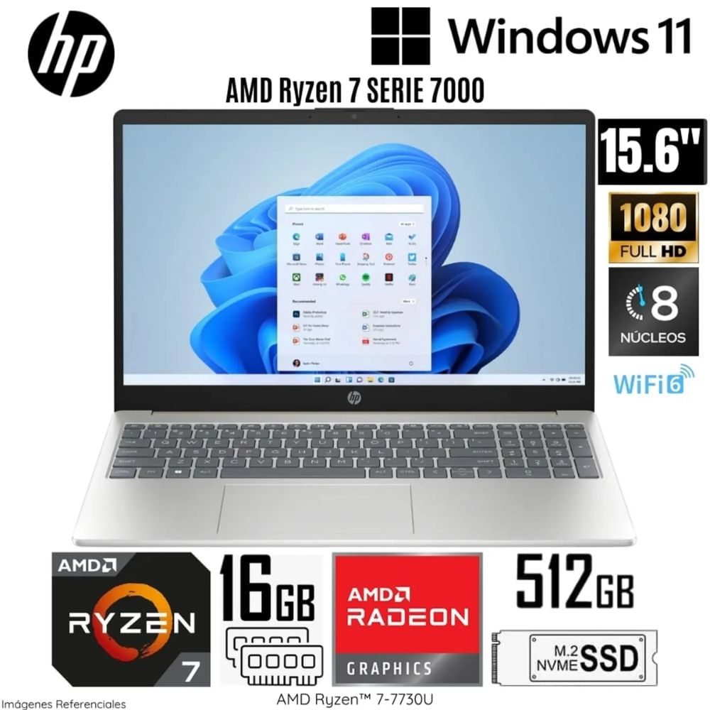 Laptop HP 15-FC0012LA AMD Ryzen 7-7730U 16GB RAM 512GB SSD 15.6 Laptop HP 15-FC0012LA AMD Ryzen 7-7730U 16GB RAM 512GB SSD 15.6