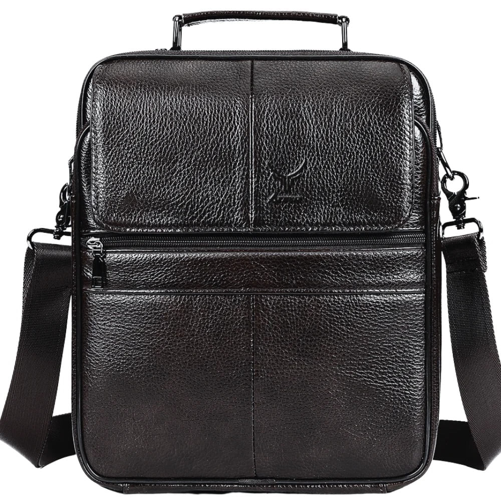 Morral De Cuero Vacuno 6172 Negro para Laptop 13.3 y A4