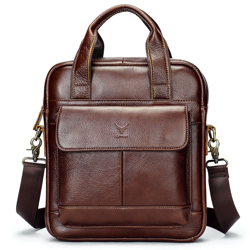 Morral De Cuero Vacuno 8579 Café para Laptop 13.3 y A4