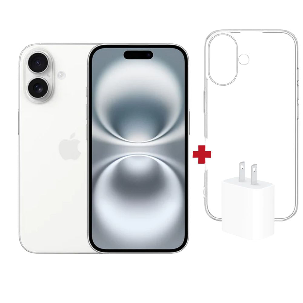 Iphone 16 128GB Blanco + Cargador USB-C 20W + case- Blanco