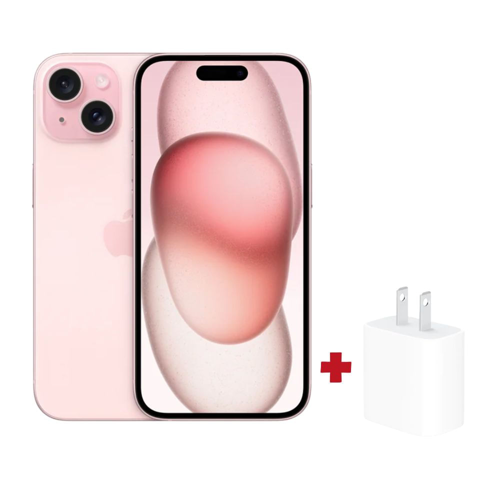 iPhone 15 128GB Rosa (chip físico)+ Adaptador 20w