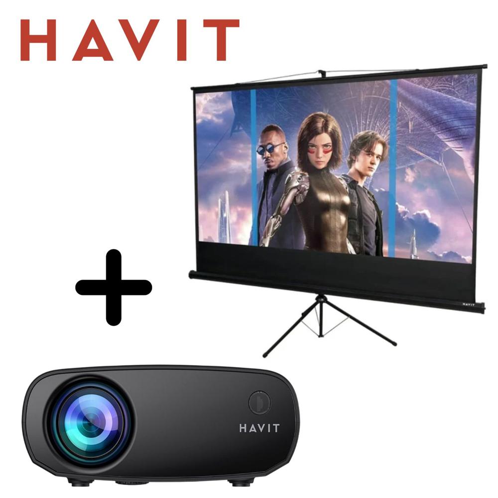 Combo HAVIT Proyector PJ207 Resolución 1080 HD + Ecram PS100 Combo HAVIT Proyector PJ207 Resolución 1080 HD + Ecram PS100