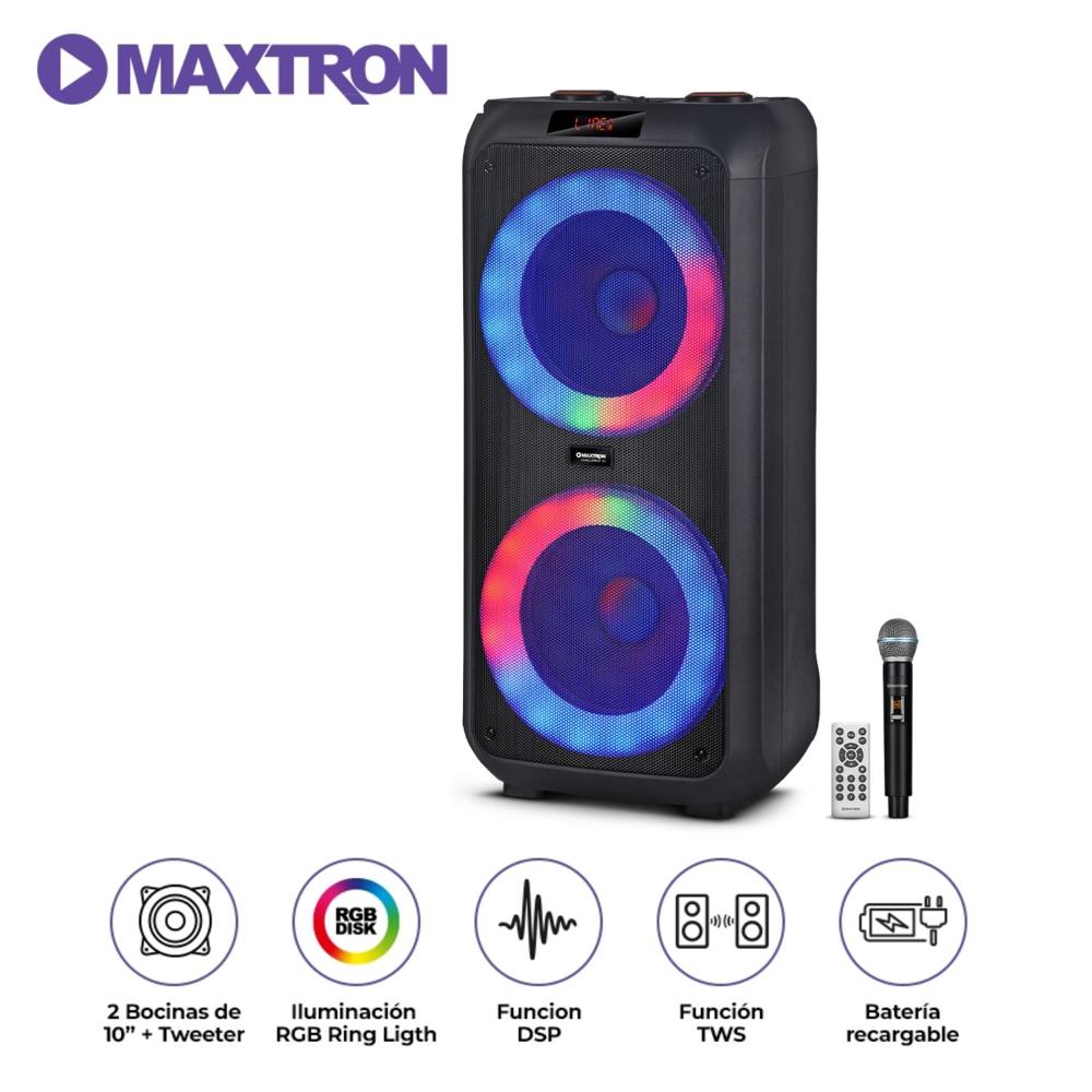 Torre de Sonido Maxtron Challenge MX1000 USB BT TWS KARAOKE Torre de Sonido Maxtron Challenge MX1000 USB BT TWS KARAOKE