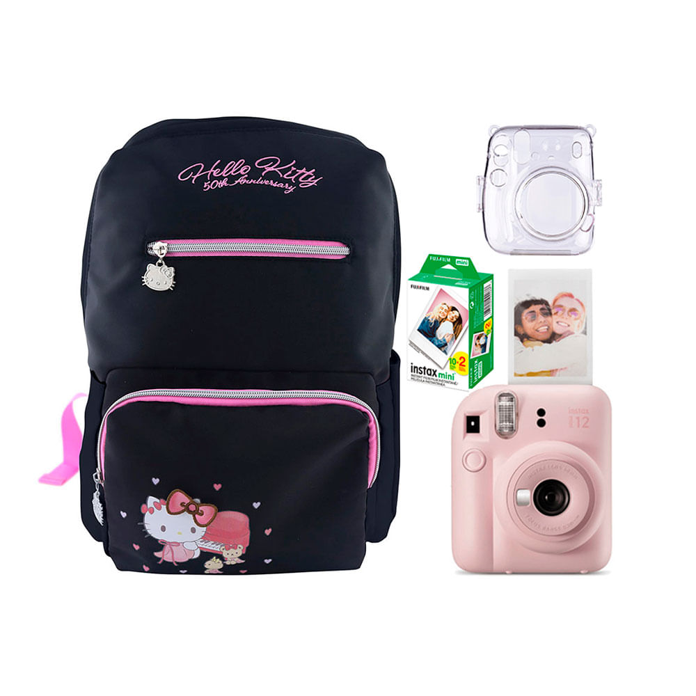 Camara Fujifilm Mini 12 Rosado+Estuche +Pelix20+Mochi Hello Kitty