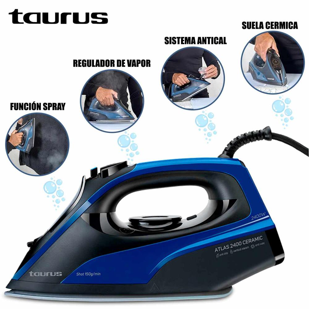 Plancha a Vapor Taurus Base Cerámica ATLAS 2400 Azul Plancha a Vapor Taurus Base Cerámica ATLAS 2400 Azul