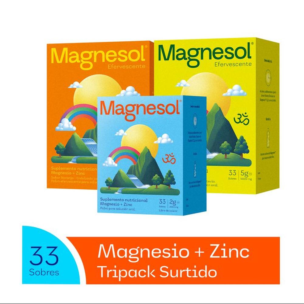 Pack 3 Cajas Magnesol Surtido - Magnesio + Zinc