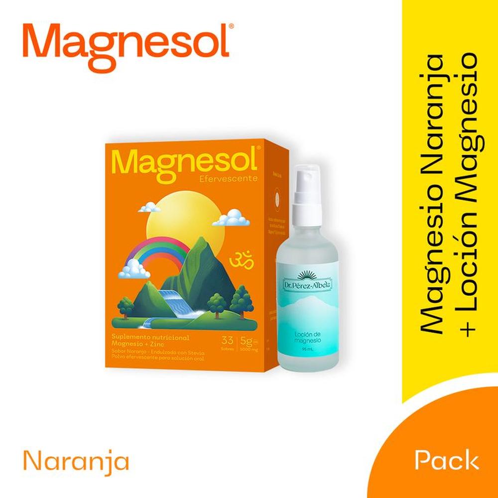 Magnesol Naranja Caja 33 sobres + Loción de Magnesio