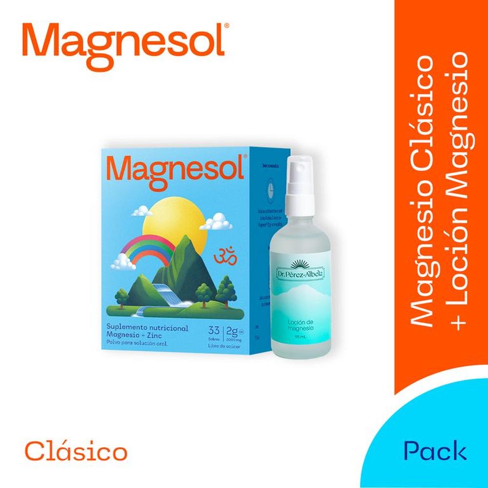 Magnesol Clásico Caja 33 sobres + Loción de Magnesio