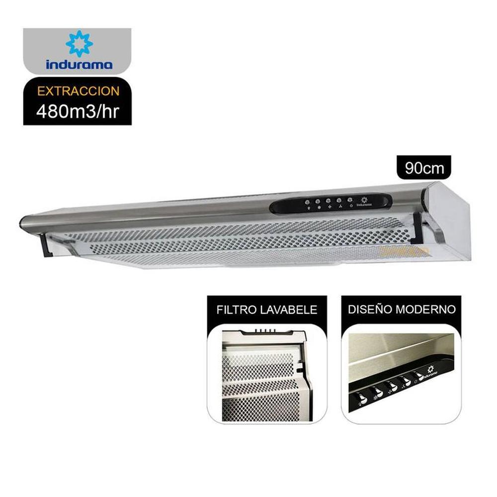 CAMPANA EXTRACTORA 3 VELOCIDADES 90 CM INDURAMA CEI-902CRP