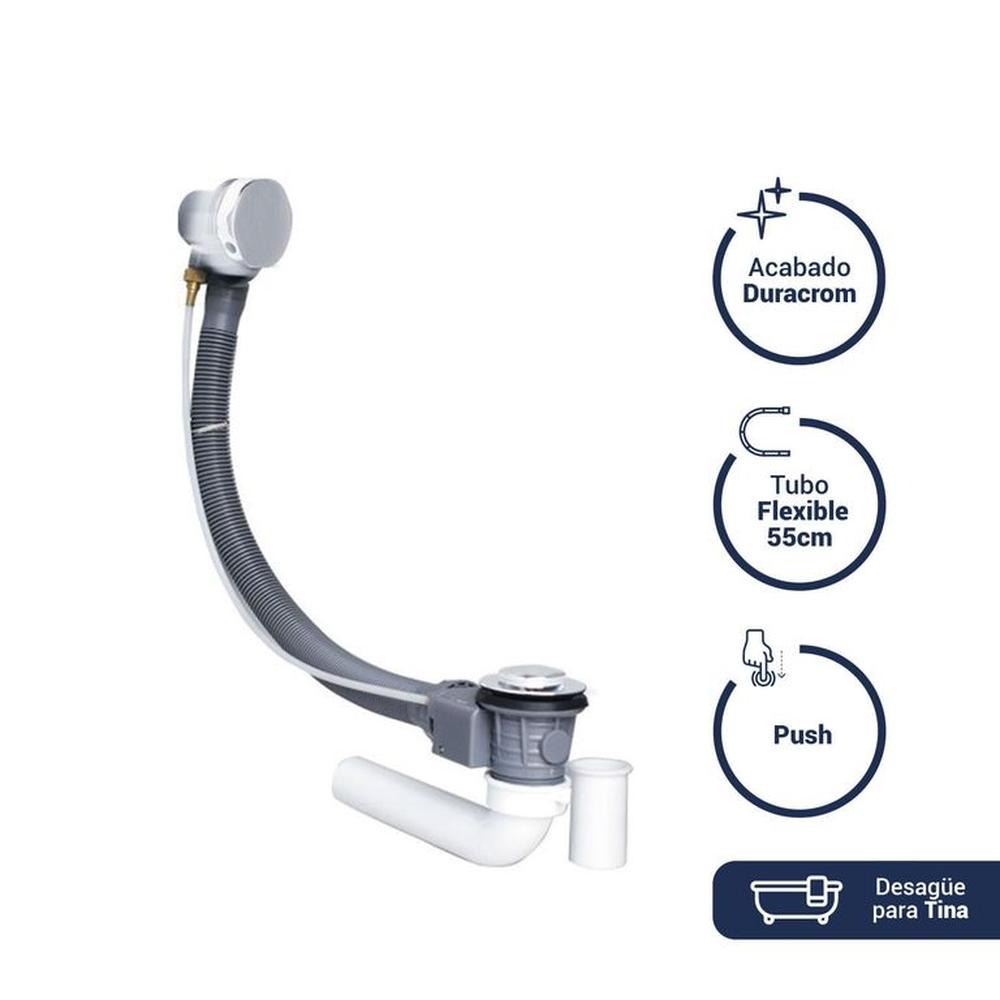 Desagüe Automático Para Tina De Bronce Con Tubo Flexible De Plastico