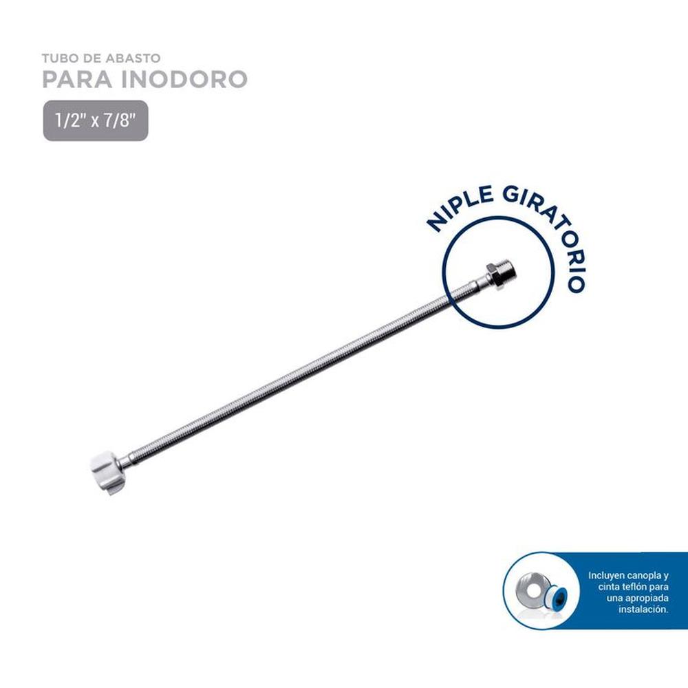 Tubo de abasto para inodoro acero inoxidable niple giratorio 40 cm Vainsa