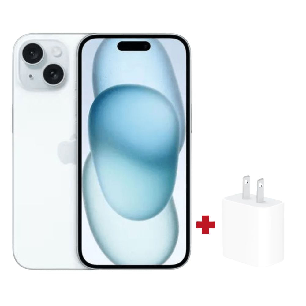 iPhone 15 128GB Azul(chip físico) + Adaptador 20w