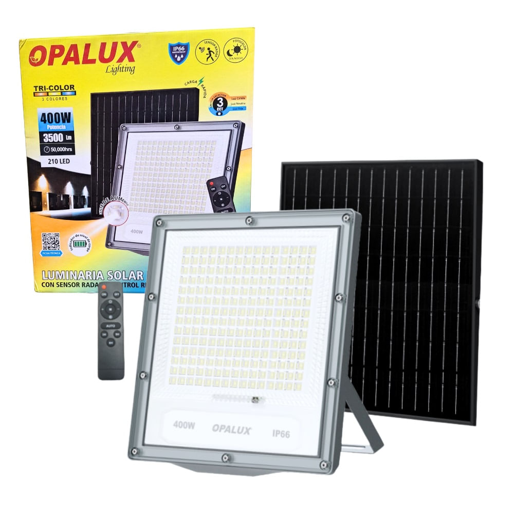 Luminaria Solar LED Tricolor con Control 400W 3500Lm
OP-SFL519-400