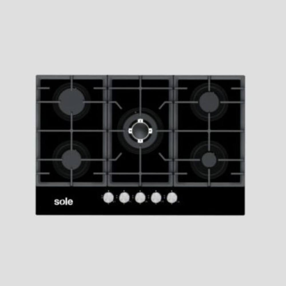 ENCIMERA VIDRIO TEMPLADO A GAS 77CM 5H SOLCO058V2 SOLE