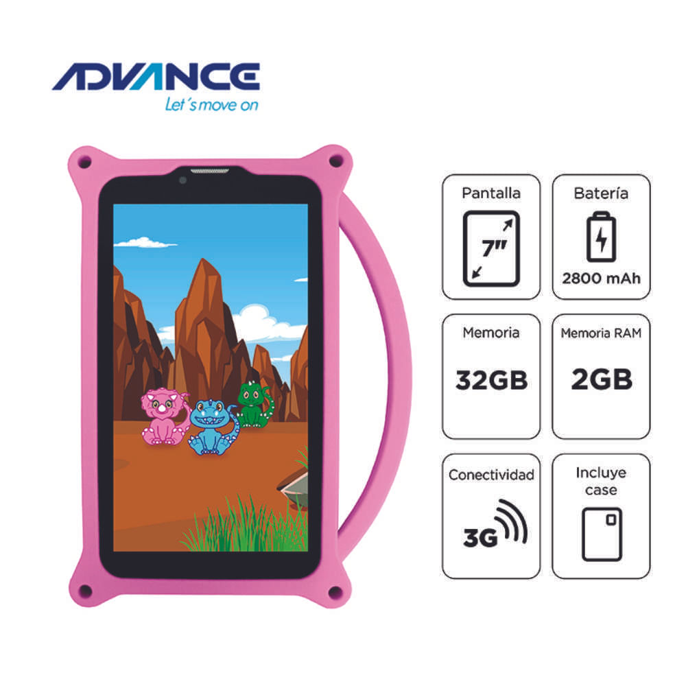 Tablet Advance Intro TR6955, 7"" IPS 1024x600, Android 11 Go, 3G, Dual SIM, 32GB, RAM 2GB Dino Rosa