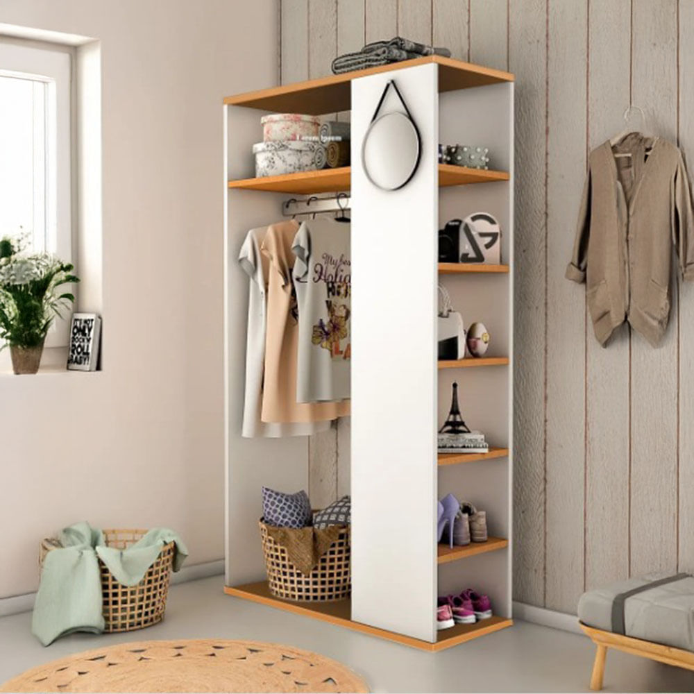 CLOSET ORGANIZADOR VENUS BLANCO Y MADERA CLARA NACIÓN MUEBLES