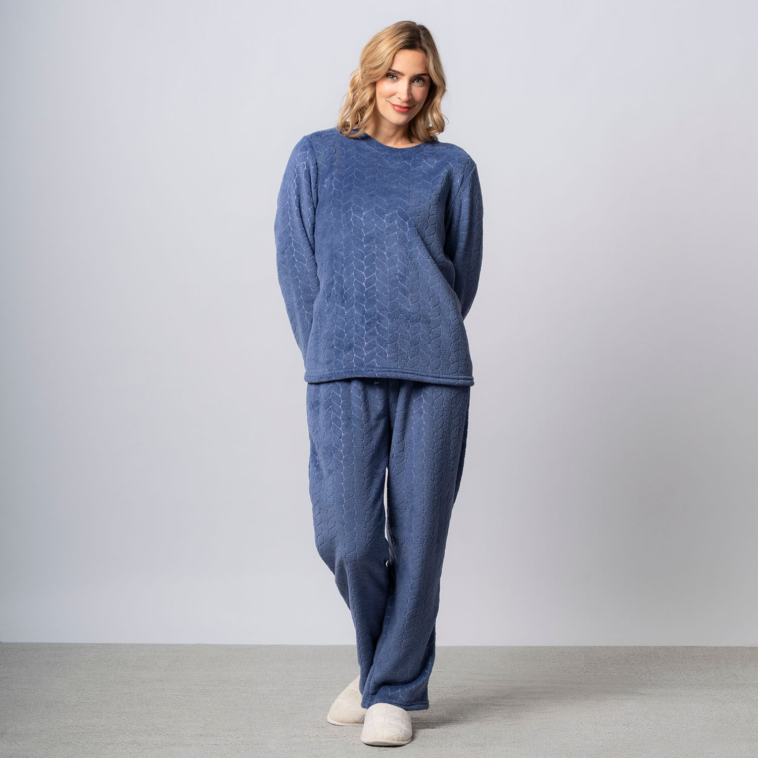 Pijama Mujer Polar Braid Zafin Manga Larga