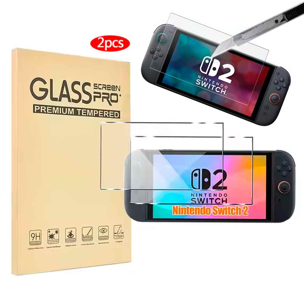 Pack 2 und Mica de Vidrio para Nintendo Switch 2
