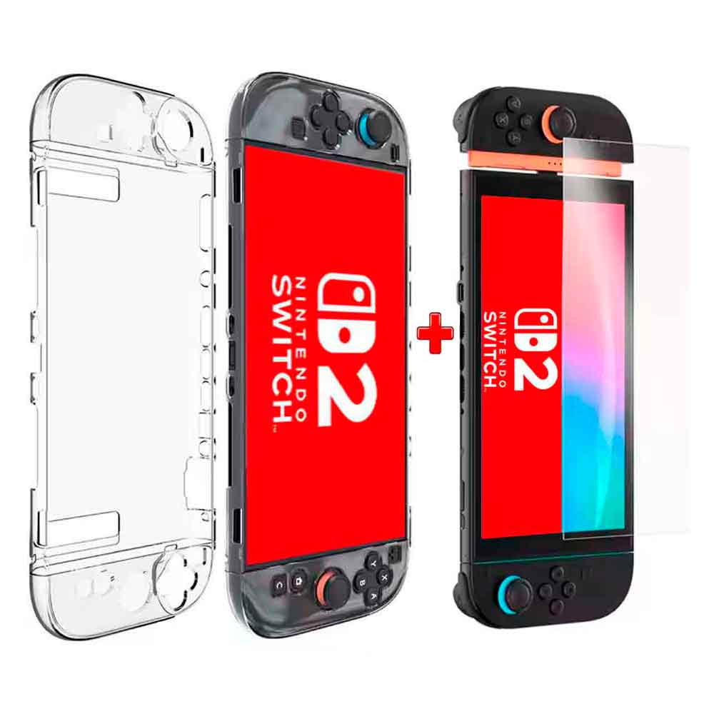 Pack Case para Nintendo Switch 2 + Mica de Vidrio Rígido Transparente
