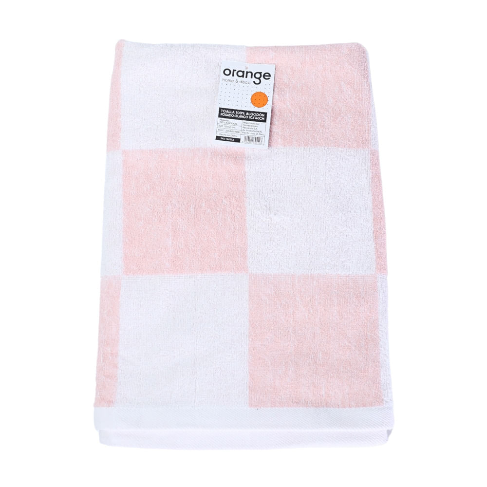 Toalla 100% Algodón Marron/blanco 70x140cm Orange