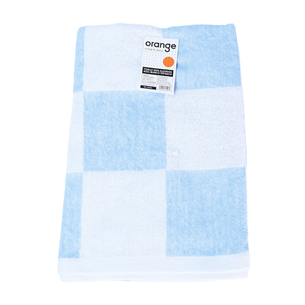 Toalla 100% Algodón Azul/blanco 70x140cm Orange
