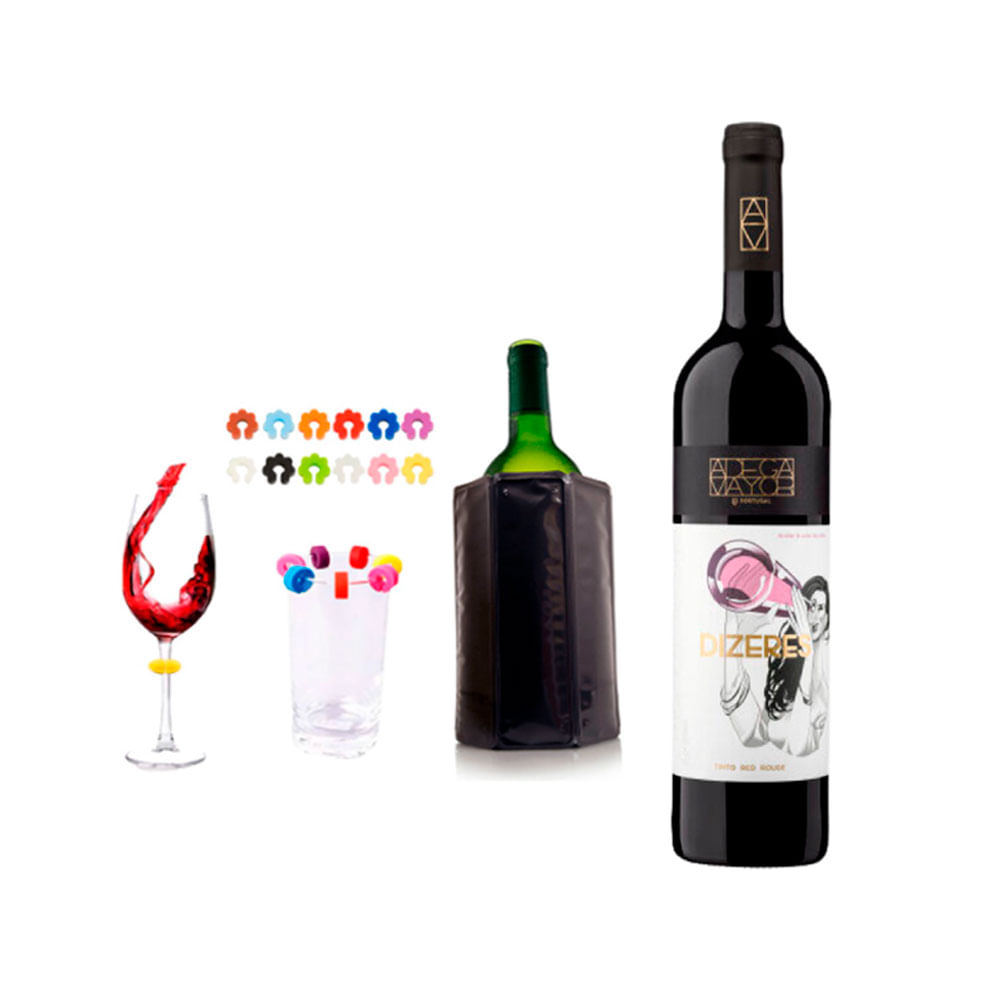 Vino Tinto Dizeres Ferrand 750ml +Enfriador +Marcador Copa