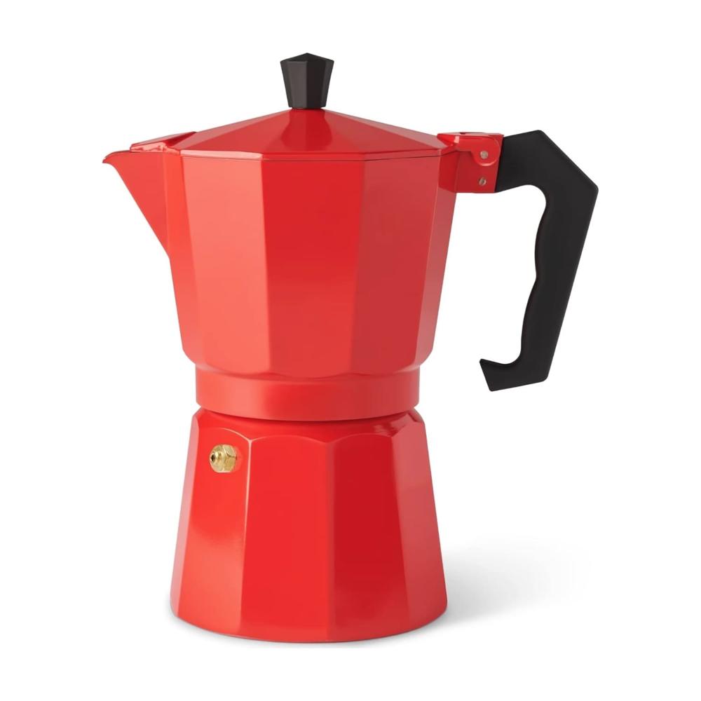Cafetera Moka Italiana, Café Espresso 6 Tazas - 300ml Rojo