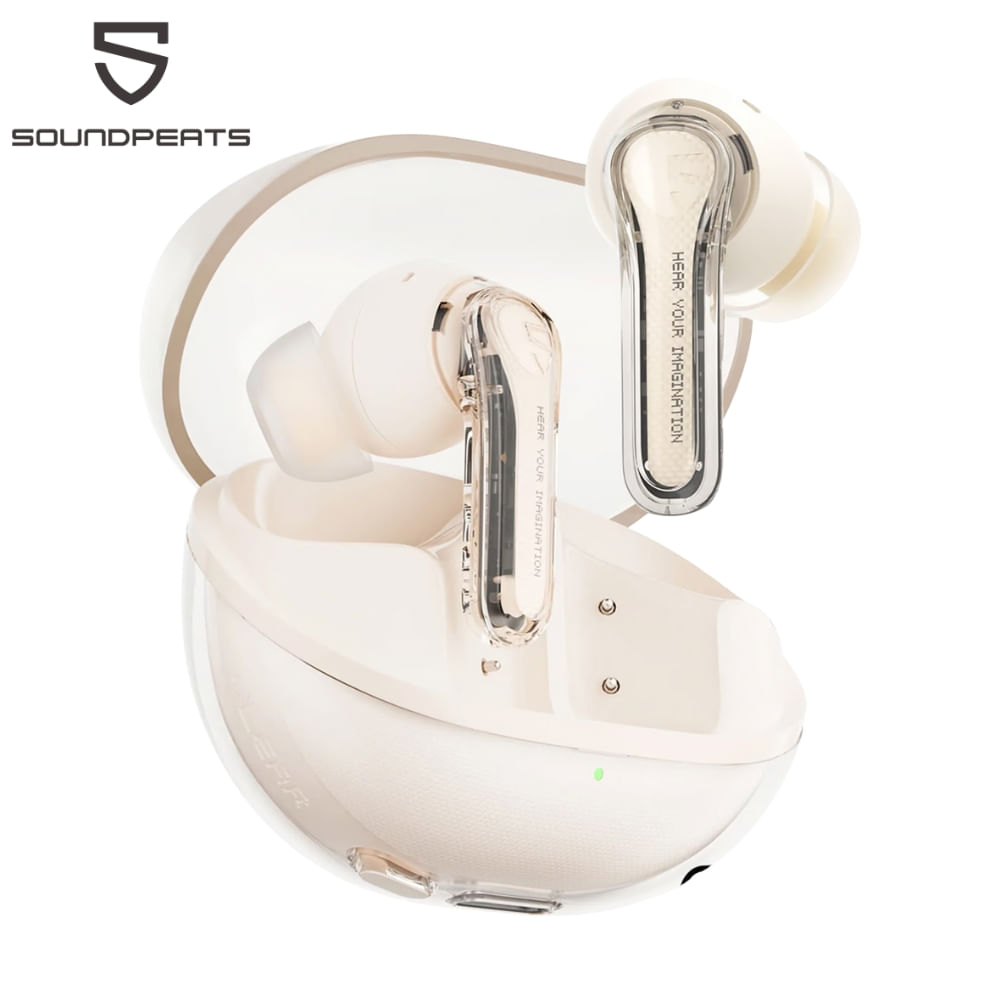 Audífonoss SoundPEATS Clear Microfono dual con ENC Modo Juego IPX4 Beige